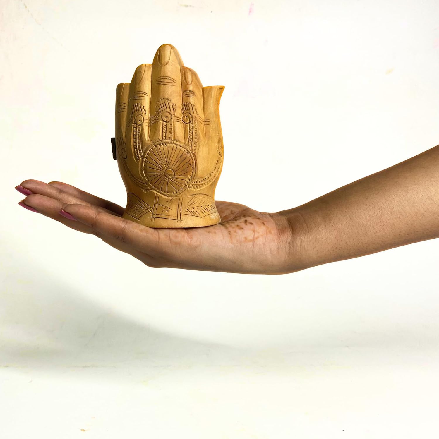 santarms Wooden Laxmi Ganesha Murti in Namaste Shape for Diwali Puja and Home Décor | Handcrafted Decorative Idols for Temple, Office, and Festive Gift – Pack of 1