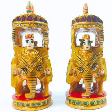 santarms Exquisitely Handcrafted Ambabari Elephant with Howdah Wooden Showpiece/Figurine – Rajasthani Jaipuri Art, Intricately Carved Decorative Piece Office Decor, Perfect Traditional Gift 1 Pcs
