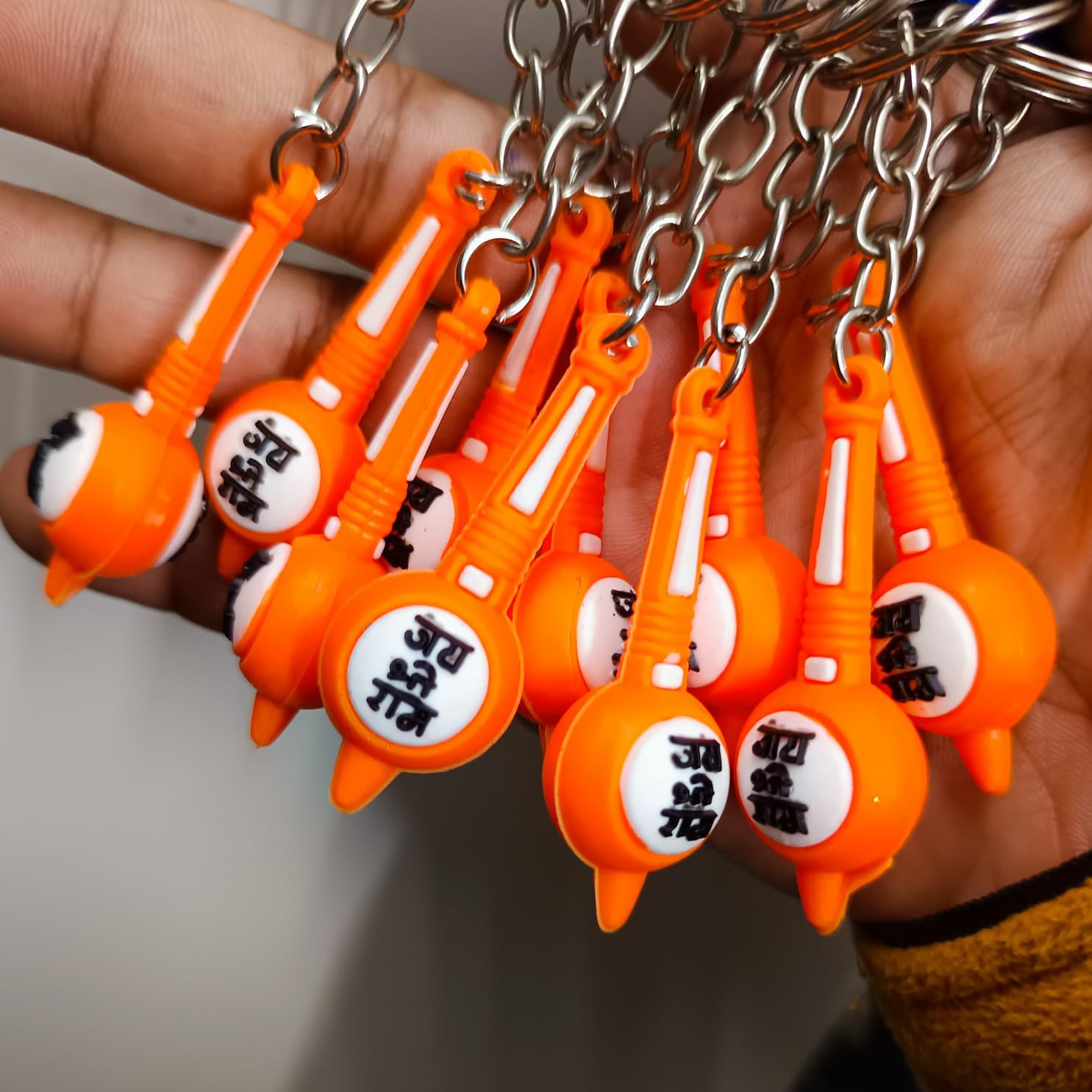 santarms Hanuman Bajrangbali Gada Keychain | Jai Shree Ram Double-Sided Rubber Keyring | Durable & Stylish Keychain | Pack of 1