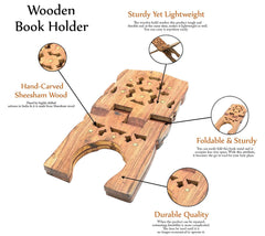 Santarms 10 inch Wooden Book Stand for Reading holy Books Holder Bible Quran ramayan Geeta Bookstand rehal rihal Pooja