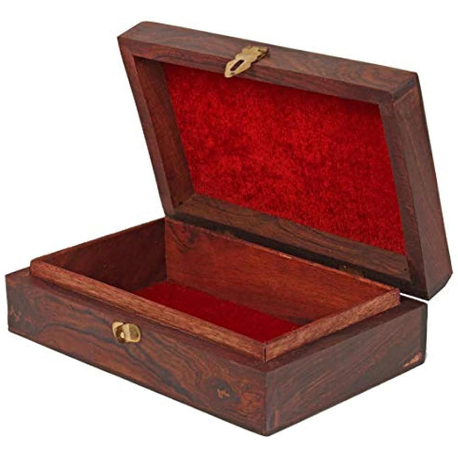 santarms Wooden Jewelry Box is a stylish organizer for women's rings, earrings, and bracelets, combining functionality with Kashmiri-inspired elegance, 1 pcs