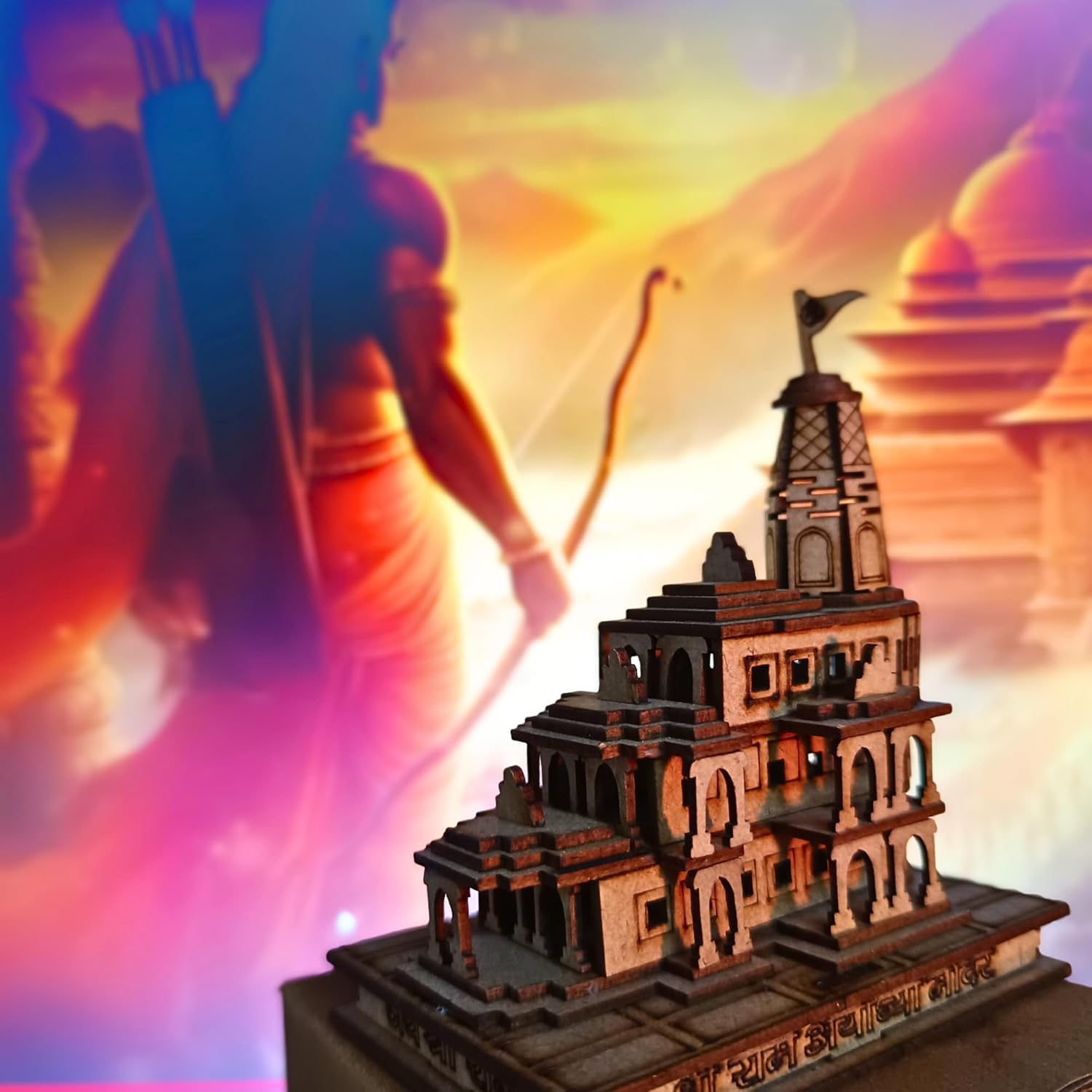 santarms Ram Mandir Model - Shri Ram Ayodhya Mandir Exclusive 3D Wooden Janmabhoomi Temple