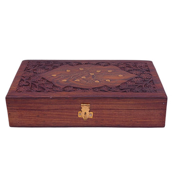 santarms Wooden Jewelry Box is a stylish organizer for women's rings, earrings, and bracelets, combining functionality with Kashmiri-inspired elegance, 1 pcs