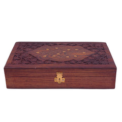 santarms Wooden Jewelry Box is a stylish organizer for women's rings, earrings, and bracelets, combining functionality with Kashmiri-inspired elegance, 1 pcs
