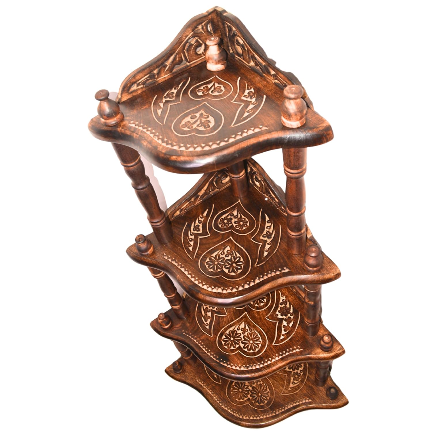 santarms Corner Shelf 4 Rack Wooden Wall Shelves Corner Shelf - Organize and Decorate Your Living Room, Kitchen, Bedroom