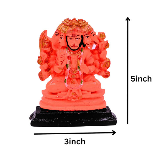 santarms Resin Orange Panchmukhi Hanuman Statue Panchmukhi Hanuman Statue Marble Idol, Sindoori for Pooja/Temple/Home/Office