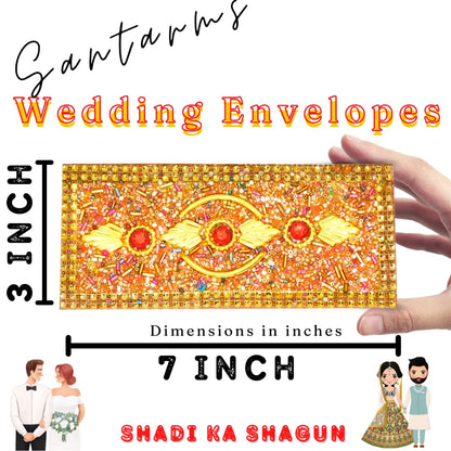 Santarms Handcrafted shagun envelopes for Wedding | Shadi Gift envelopes for Money | envolpe Cards for Money | shagun lifafa for Groom Bride or Bridal for Marriage (1)