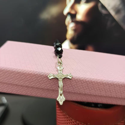 santarms Jesus cross Catholic Praying Rosary chain Jesus Christ Cross Christian Antique Locket mala Necklace Christmas Religious for use Men and Women, Pack of 1