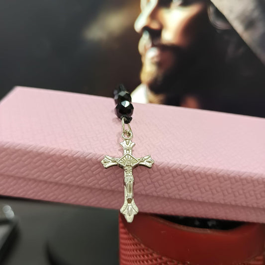 santarms Jesus cross Catholic Praying Rosary chain Jesus Christ Cross Christian Antique Locket mala Necklace Christmas Religious for use Men and Women, Pack of 1