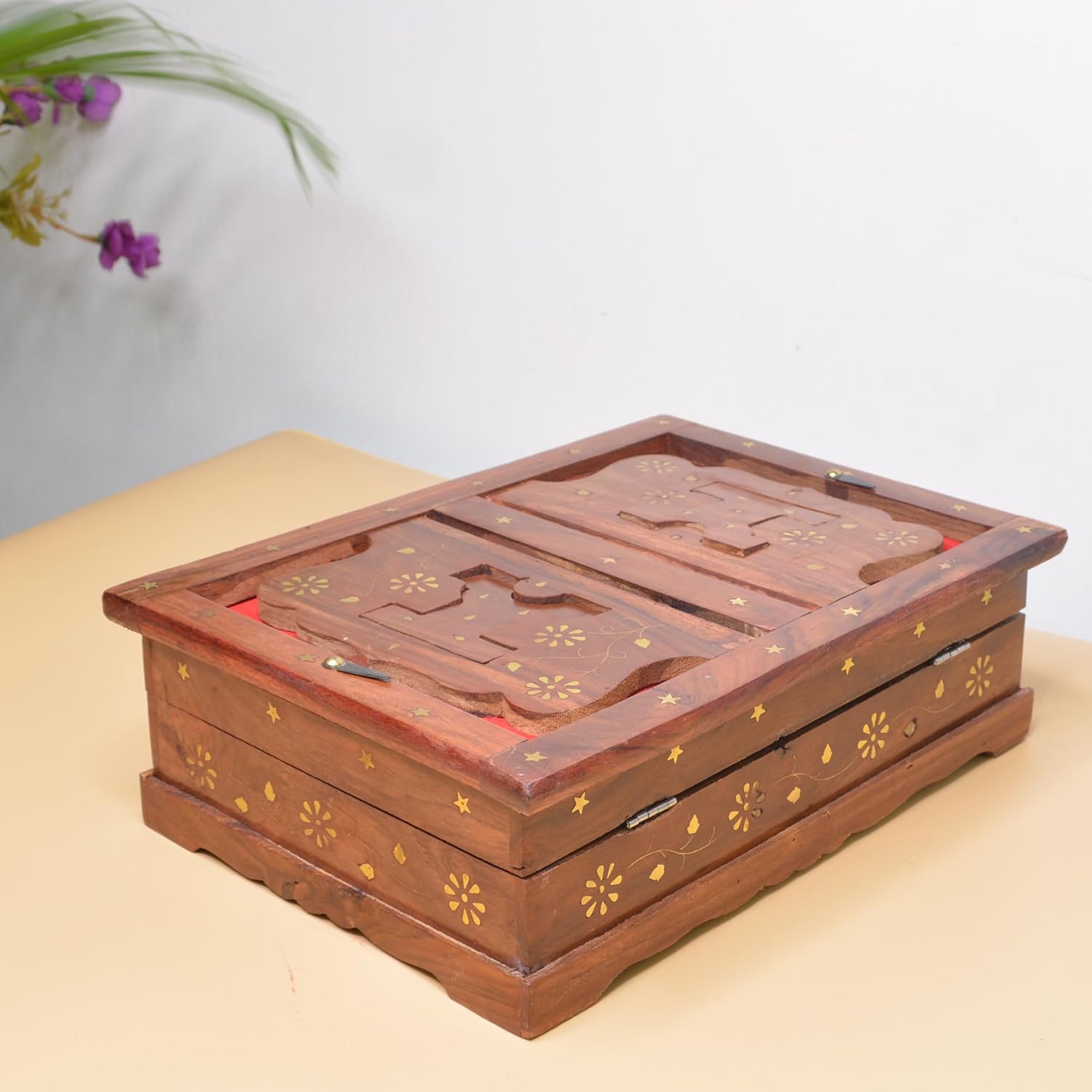 KAAL ENTERPRISES Wooden Rehal Box | Book Storage | Book Holder | Holy Book Reader | Book Stand | Holy Book Stand Box for Quran Ramayan Bible Gita Guru Granth Sahib | Religious Book Box | Foldable Box