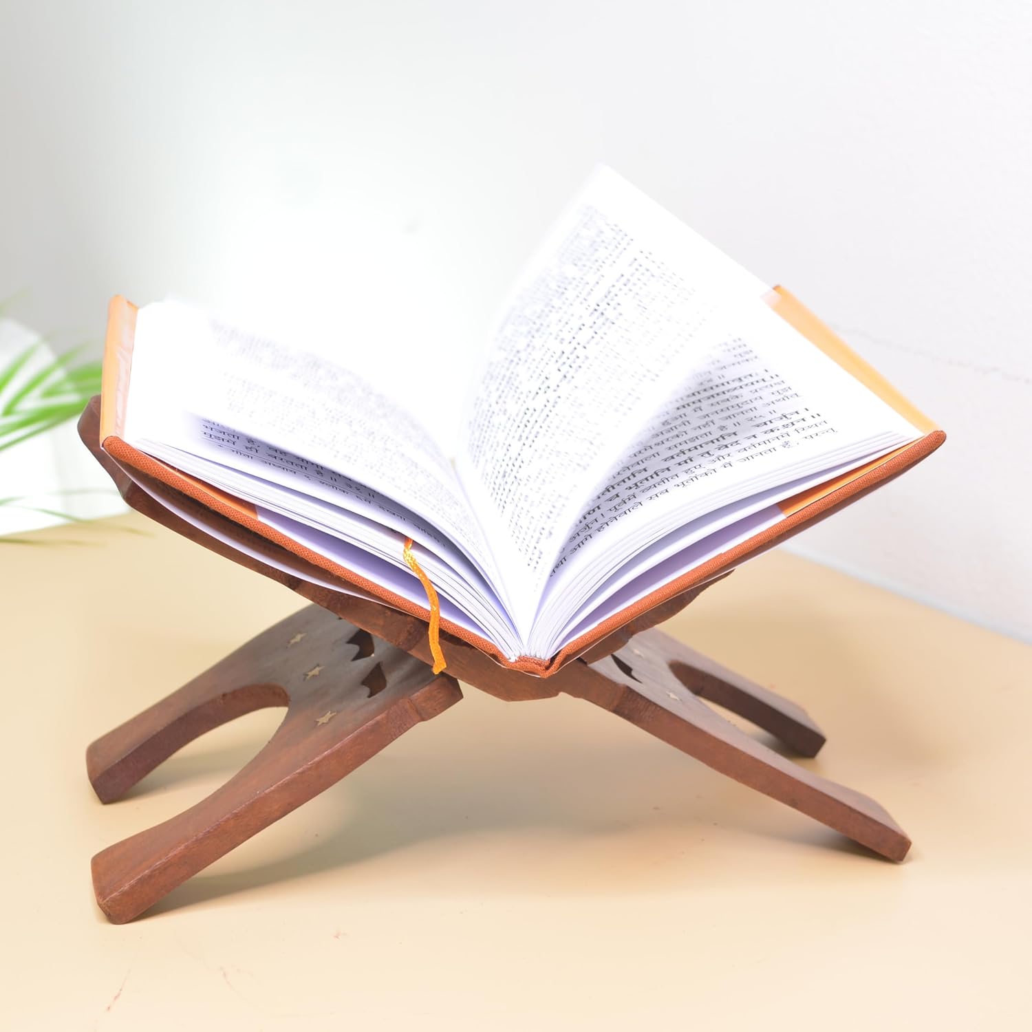 santarms Geeta Stand Wooden Handmade Wooden Book Stand | bhagwat Geeta Stand | ramayan Stand Pooja Stand Book Stand Original Book with bhagwat Geeta Book Stand (13 INCH)