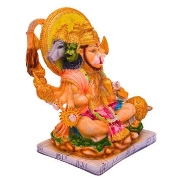 santarms Lord Panchmukhi Hanuman Idol 5 Head Bajrang Bali Exquisite Bajrangbali Sitting Murti Hindu God Figurine Statue for Home& Office Car Dashboard Gift