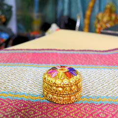santarms kumkum box handcrafted sindoor refilable for married women shadi ka gift puja sindur shringar dani dabbi beautiful gifting moti dibbi fancy decoration (PACK OF 2)