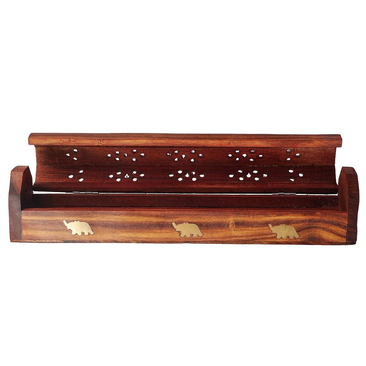Santarms Wooden Agarbatti Stand, Rosewood Incense Holder, Handmade Sheesham Wood Dhoop Stand Ash Catcher