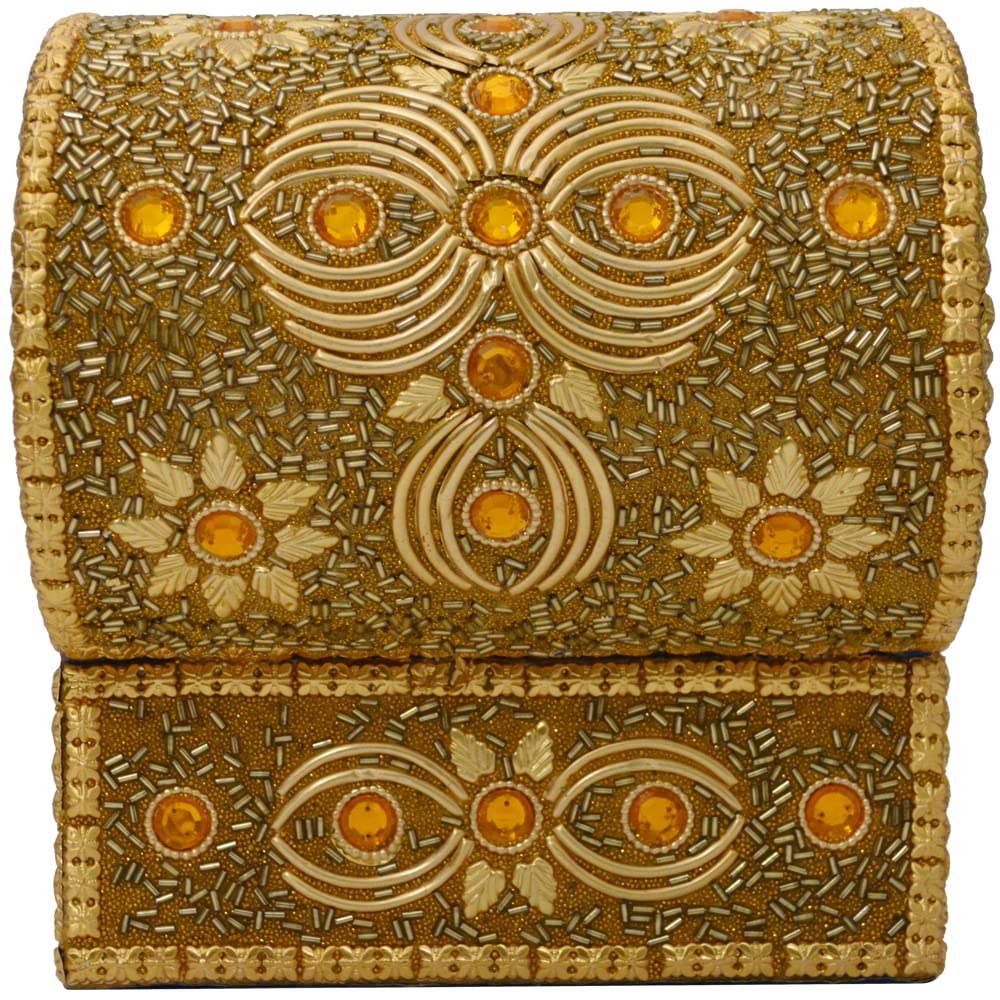 Santarms Handcrafted Wooden Vanity Box Makeup Kit | Traditional Decorative Bangle Decor Gift Packing Boxes for Wedding Items | Storage Wood Vintage Stylish