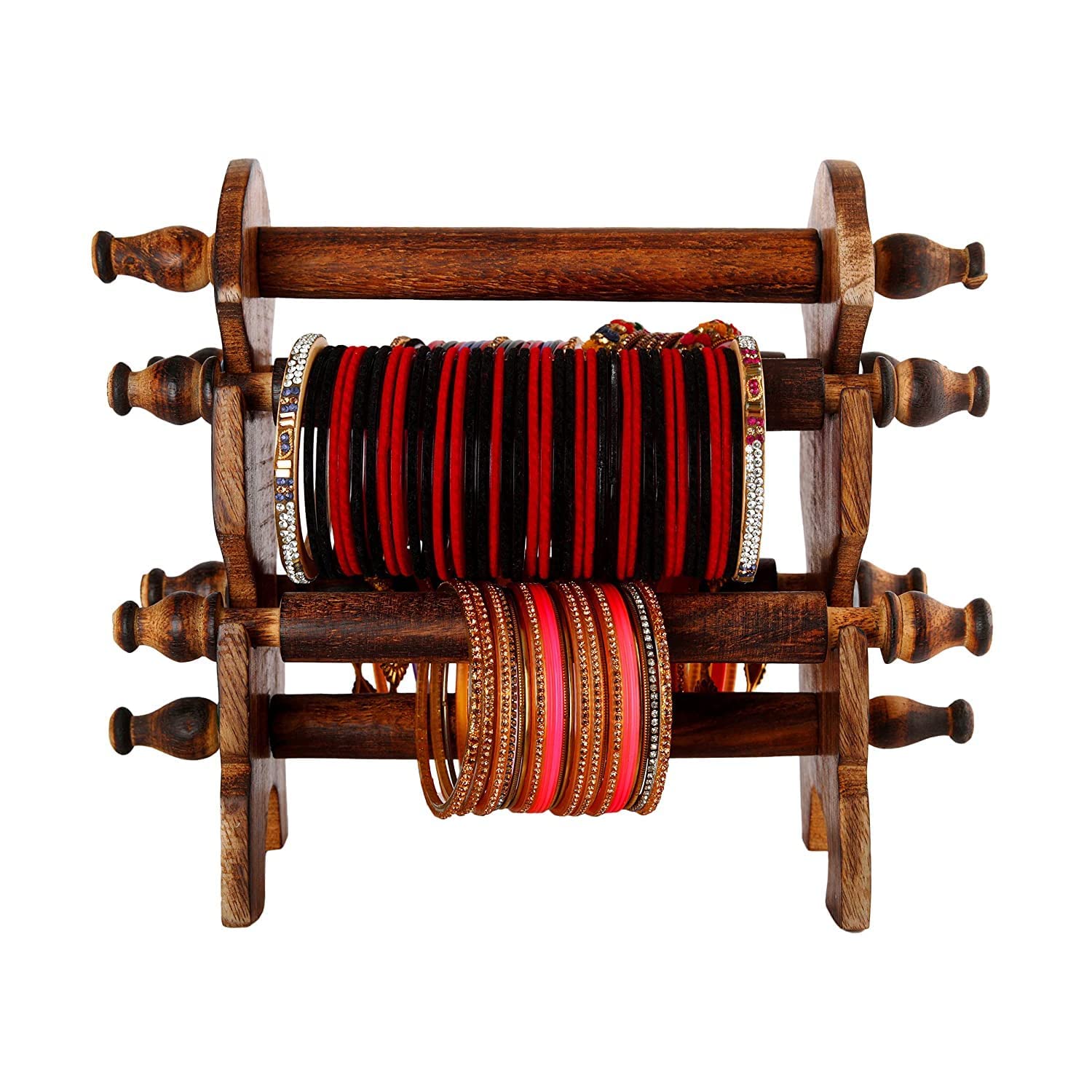 Santarms Wooden 4 Rod Bangle Stand for Women, Organizer Chudi Holder, Bracelet Display Organizer - Pack of 1