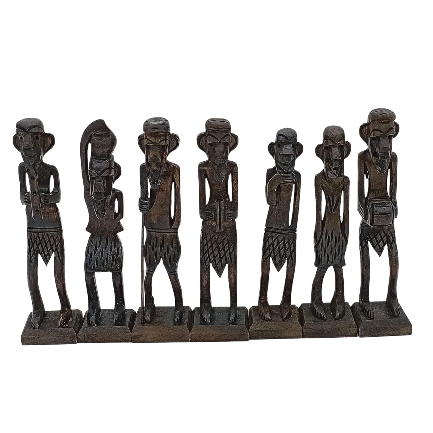 santarms Handcrafted Wooden African Zulu Tribal Musician Men | 16.5 Cm Decorative Showpieces for Home & Office Décor | Unique Handicraft Gift
