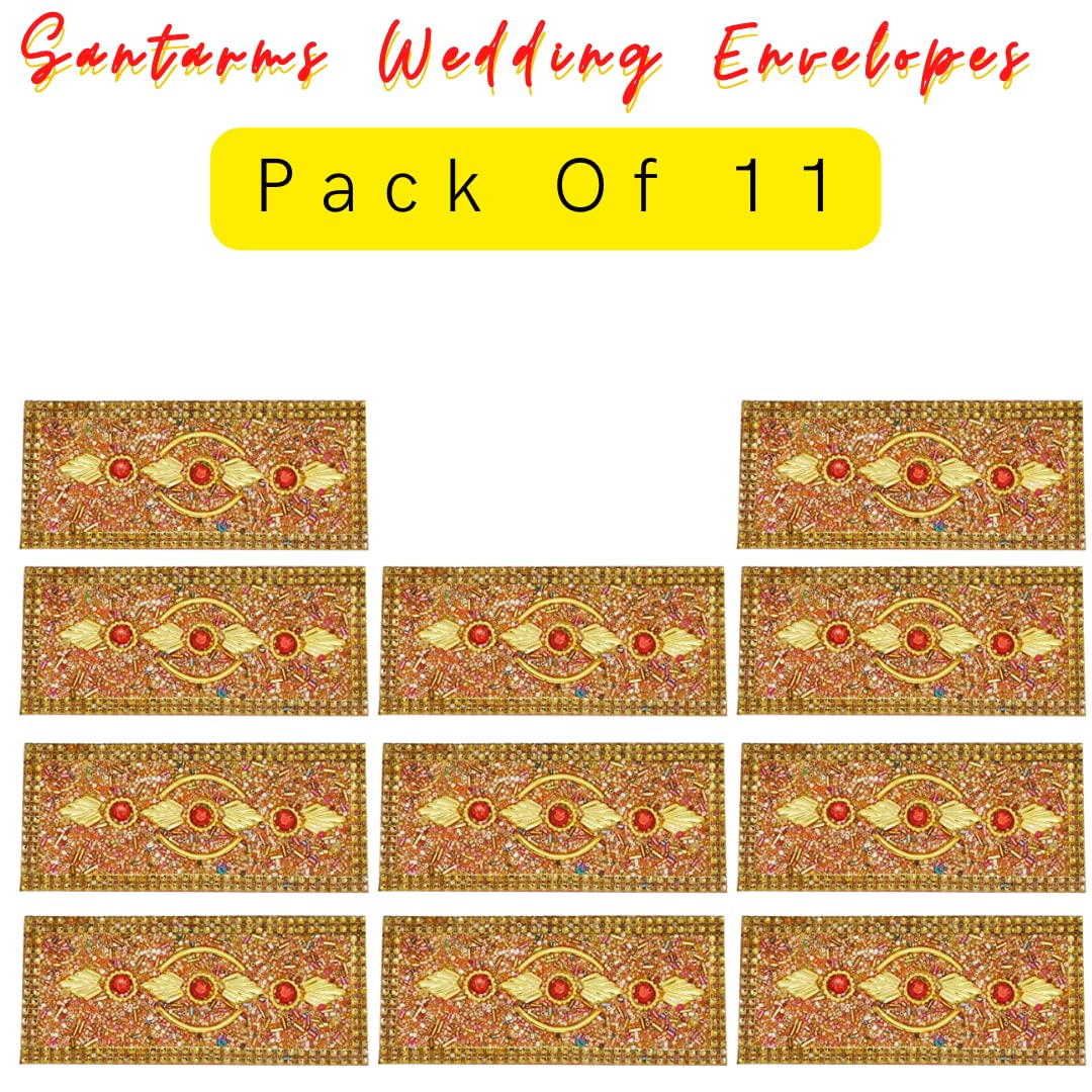 Santarms Handcrafted shagun envelopes for Wedding | Shadi Gift envelopes for Money | envolpe Cards for Money | shagun lifafa for Groom Bride or Bridal for Marriage (1)