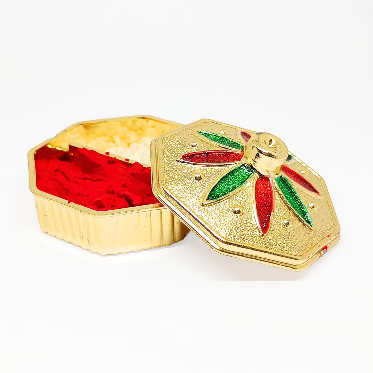 santarms Meenakari Roli Chawal Box - Pooja Accessory Kumkum Sindur Dabbi, Roli chawal, Pack of 1