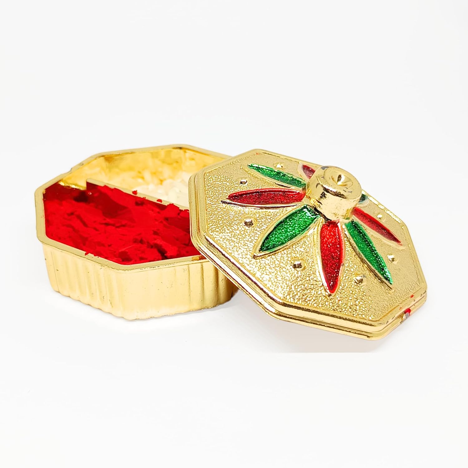 santarms Meenakari Roli Chawal Box - Pooja Accessory Kumkum Sindur Dabbi, Roli chawal, Pack of 1