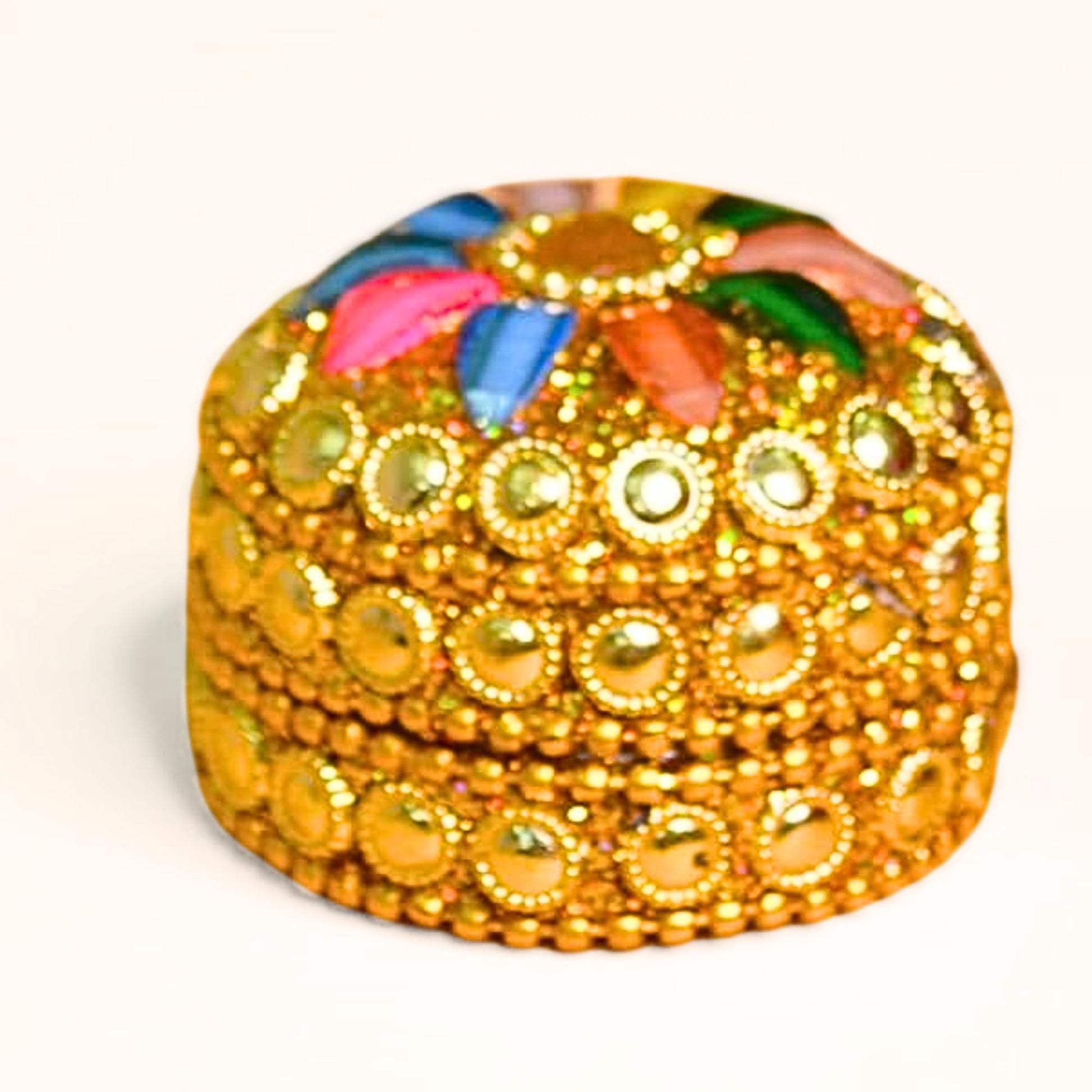 santarms Handmade Golden Small Kumkum Box Handcrafted Sindoor Shringar Dani For Married Women Shadi Ka Gifts Aluminum Daani - Shadi Ka Gifts Pack
