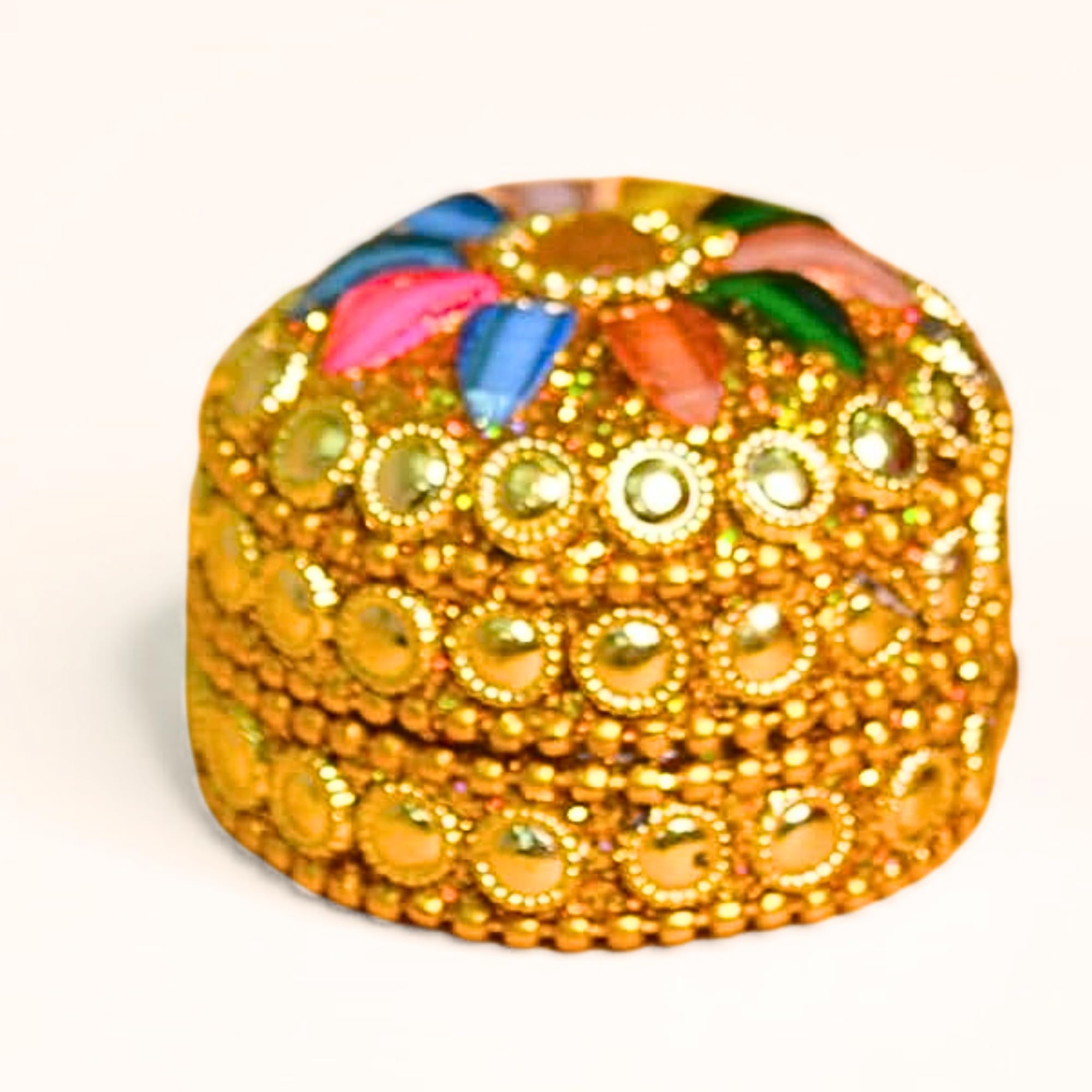 santarms Handmade Golden Small Kumkum Box Handcrafted Sindoor Shringar Dani For Married Women Shadi Ka Gifts Aluminum Daani - Shadi Ka Gifts Pack