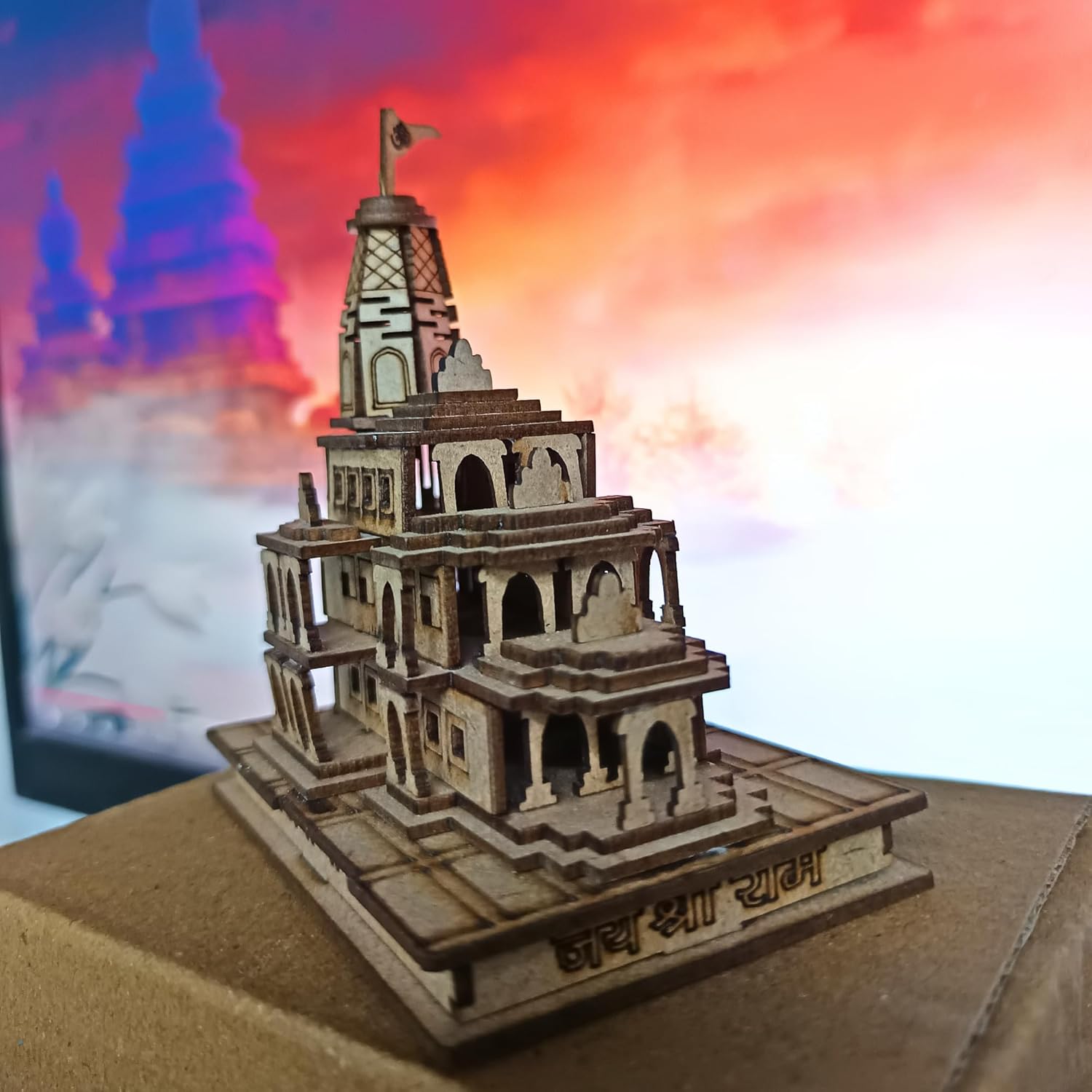santarms Ram Mandir Model - Shri Ram Ayodhya Mandir Exclusive 3D Wooden Janmabhoomi Temple
