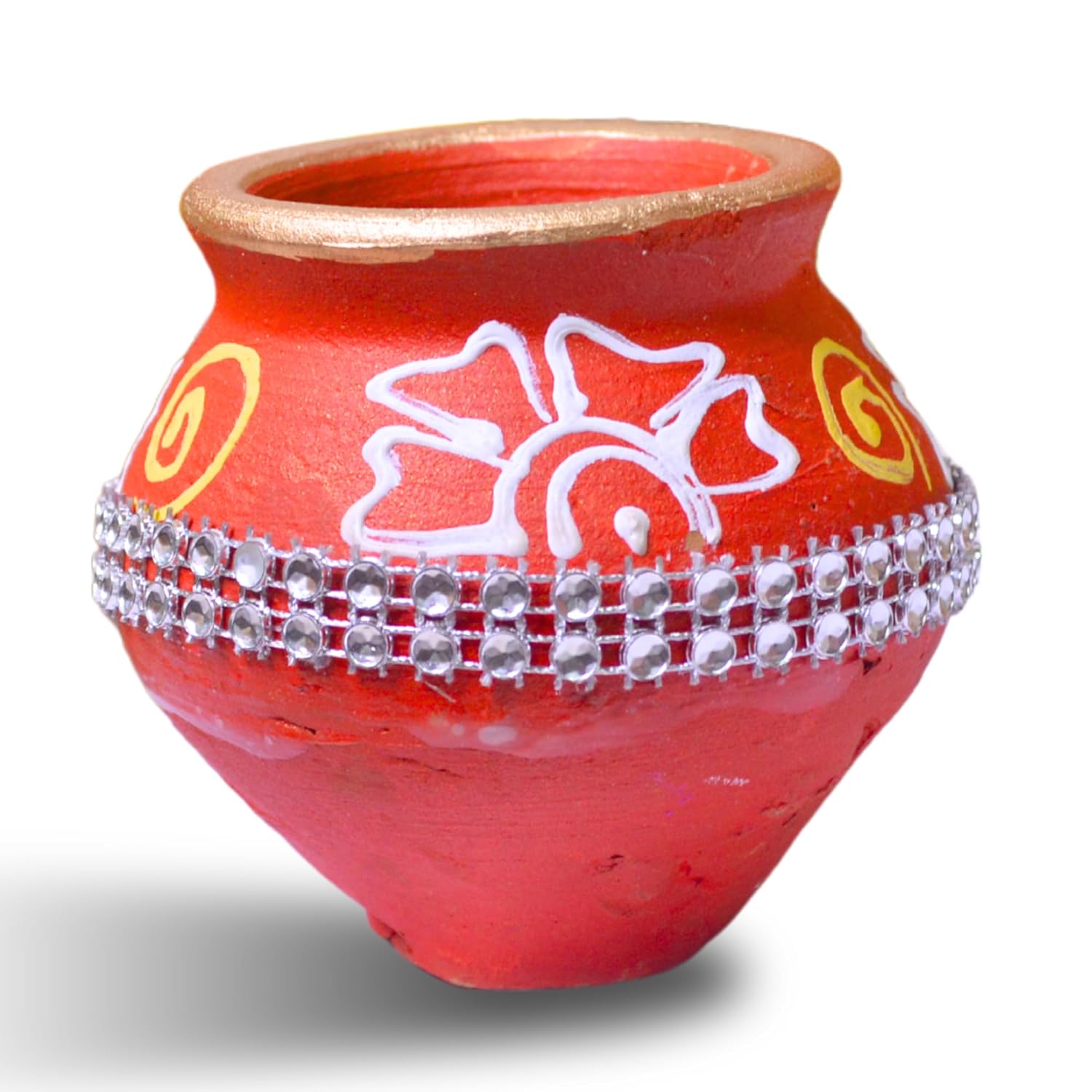 santarms Small Traditional Govardhan Pooja Matki Decoration Handcrafted Soil Matki for Govardhan Parvat Ritual Authentic Home Decor for Diwali and Festive Celebrations, Pack of 1 pcs