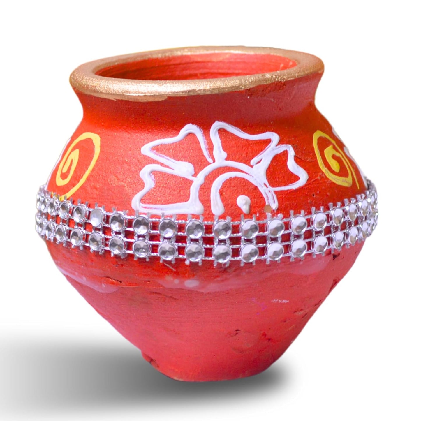 santarms Small Traditional Govardhan Pooja Matki Decoration Handcrafted Soil Matki for Govardhan Parvat Ritual Authentic Home Decor for Diwali and Festive Celebrations, Pack of 1 pcs