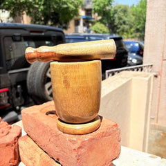 Santarms Wooden Mortar and Pestle Set for Kitchen, Rosewood Khalad Musal/Musli, Okhli Masher, Khalbatta