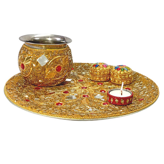Santarms Chhath Puja Thali Set Puja Thali Items Decorative Thali Set Chhath Pooja Special Wife Wedding Gifts Thali chhat puja Thali Puja Gift Items Worship Articles Puja Thali Puja Articles