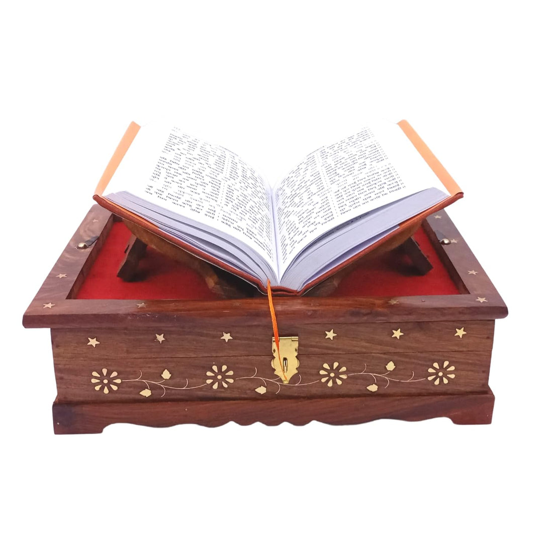 Santarms Wooden Holy Ramcharitmanas Book Wooden Box & Foldable Book Stand for Reading with Original Geeta Book Press Gorakhpur Ram Charit Manas Ramayan Book, Combo Offer + 1 Box 1 Book