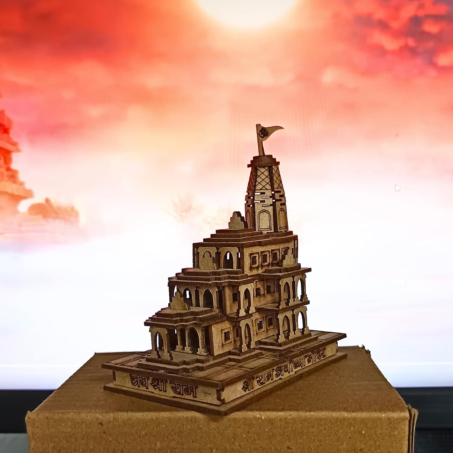 Santarms Ram Mandir Model - Shri Ram Ayodhya Mandir Exclusive 3D Wooden Janma Bhoomi Temple