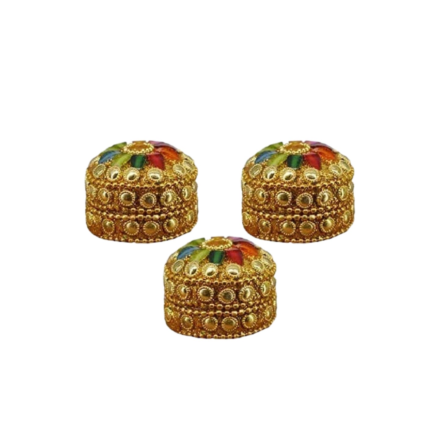 santarms Handmade Golden Small Kumkum Box Handcrafted Sindoor Shringar Dani For Married Women Shadi Ka Gifts Aluminum Daani - Shadi Ka Gifts Pack