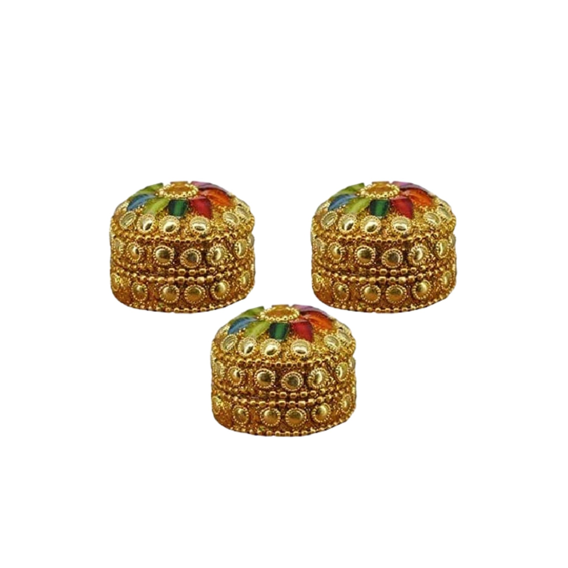 santarms Handmade Golden Small Kumkum Box Handcrafted Sindoor Shringar Dani For Married Women Shadi Ka Gifts Aluminum Daani - Shadi Ka Gifts Pack