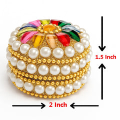 santarms Aluminium Handcrafted Moti Sindoor Box for Women, Jaipuri Round Kumkum Dabbi/Dibbi Sindur Dani with 5gm Red Sindoor and Stick Applicator (6)