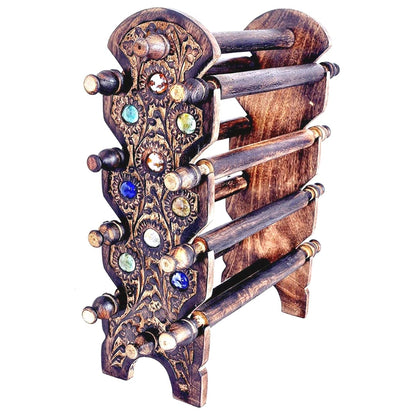 Santarms Wooden Bangle Stand Best for Home Decor Made in India Women Gift to Your Loved One Bangles Or Chudi | Churi - Holder 8 Removable Rods