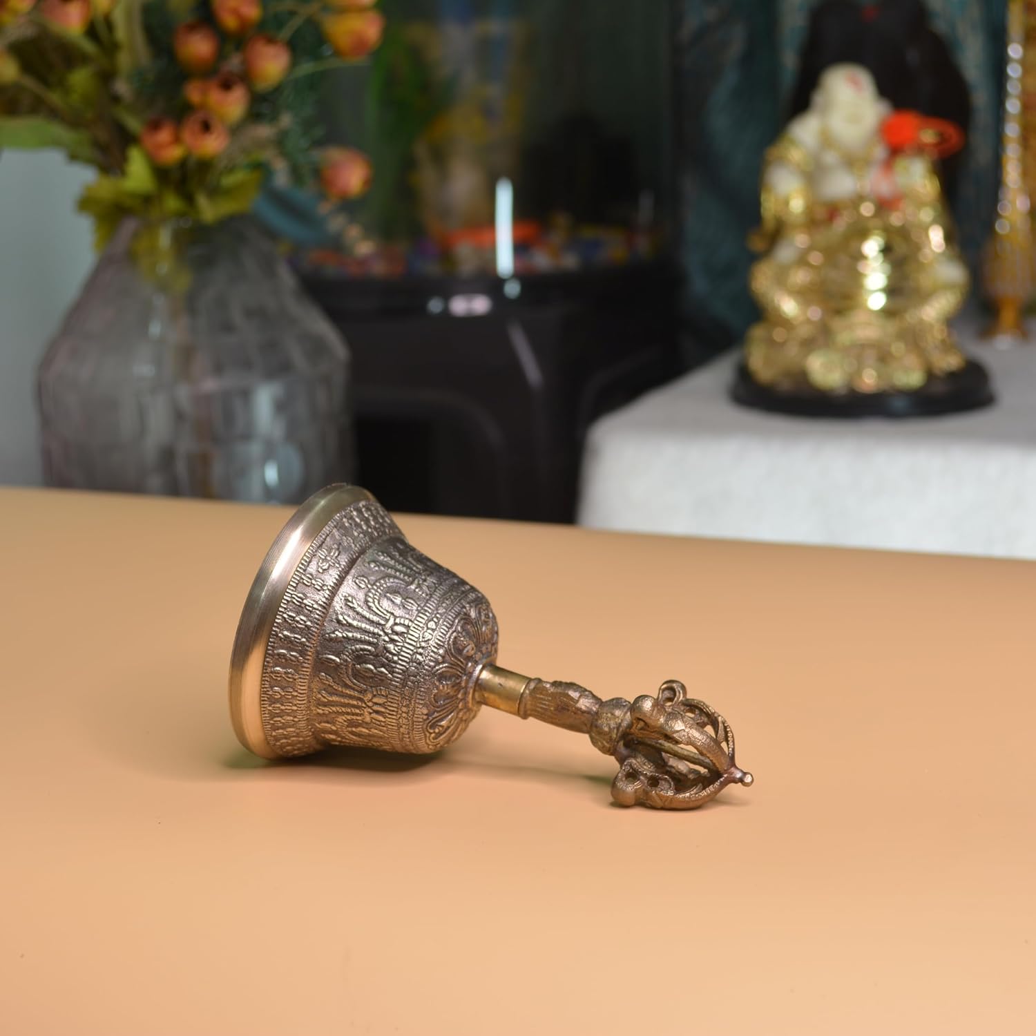 santarms ashtadhatu Temple Bell Brass ghanti for Home Big Size Items décor vastu Antique Pooja Room Decoration mandir Hanging Bells puja
