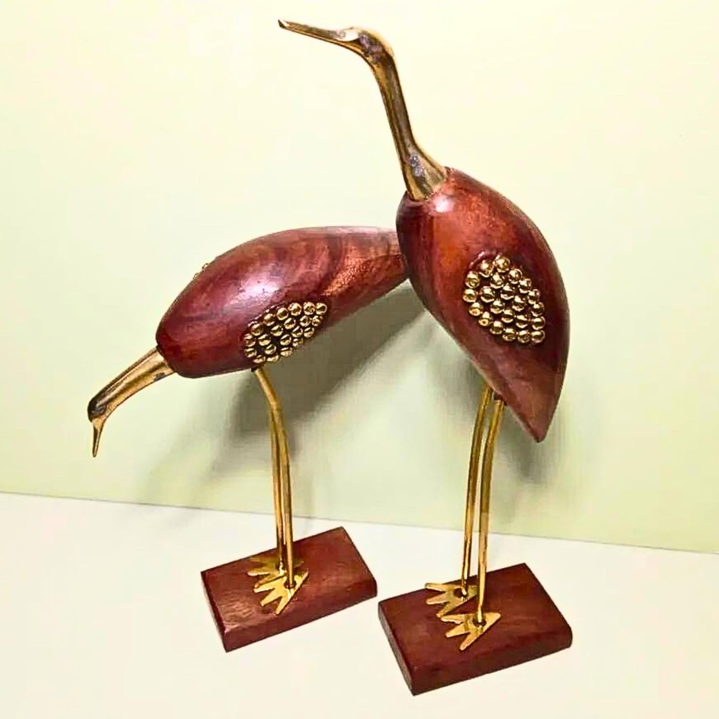 santarms swan Love Couple Pair (8 inch) [Brown Colour with Golden Stone]-showpiece for Home, Office -Grah pravesh Item-Grahpravesh Gift Item-Best for Gifting