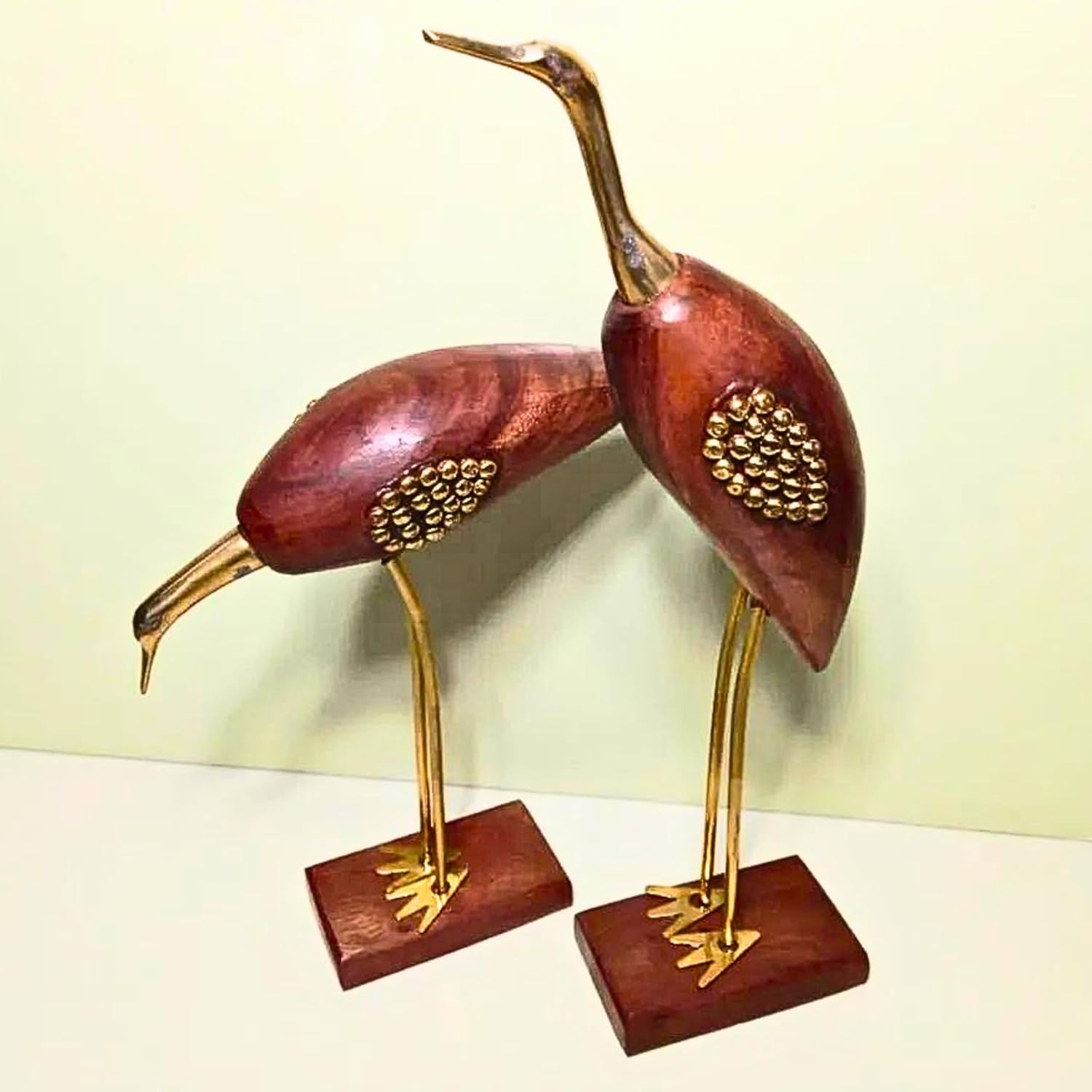 santarms swan Love Couple Pair (8 inch) [Brown Colour with Golden Stone]-showpiece for Home, Office -Grah pravesh Item-Grahpravesh Gift Item-Best for Gifting