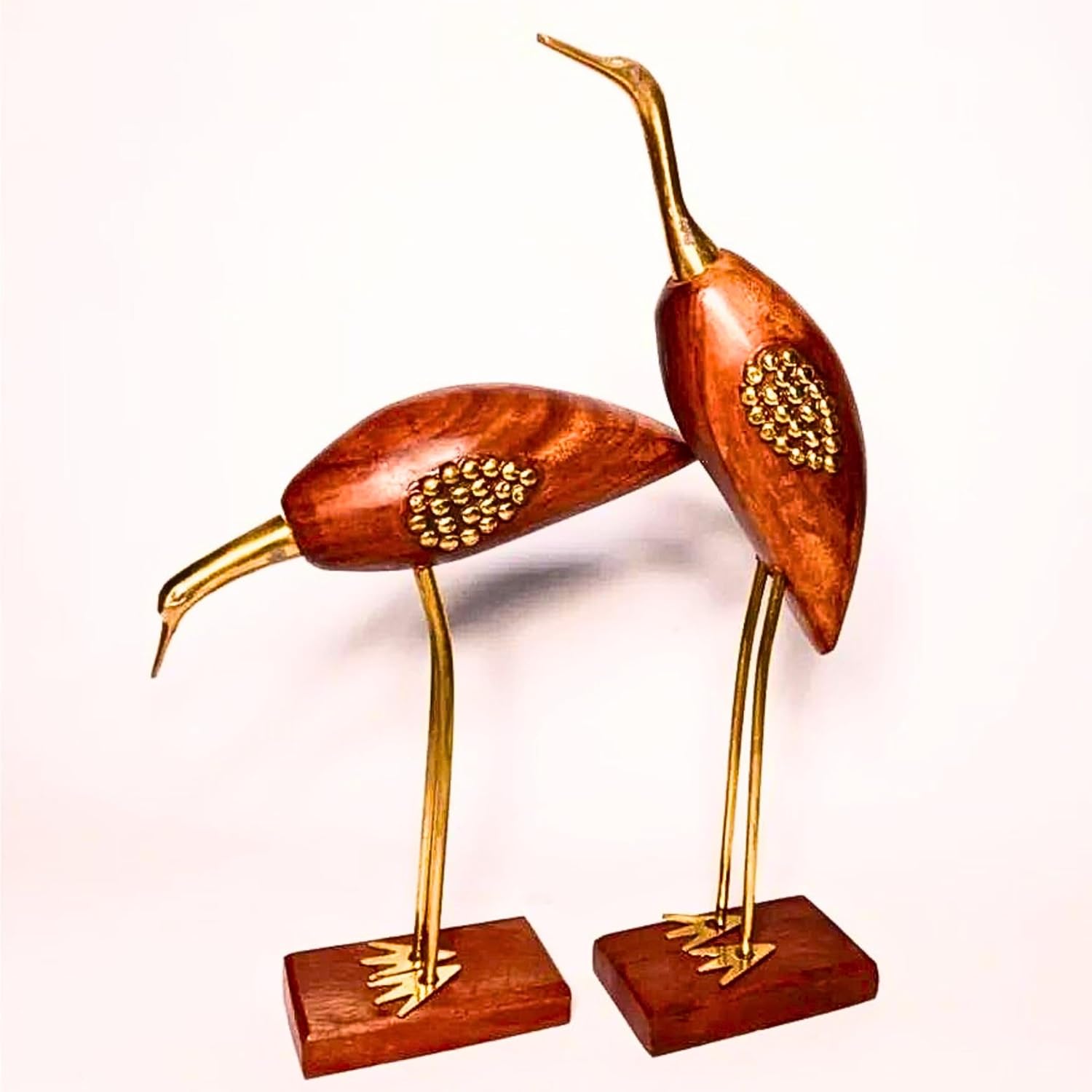 santarms swan Love Couple Pair (8 inch) [Brown Colour with Golden Stone]-showpiece for Home, Office -Grah pravesh Item-Grahpravesh Gift Item-Best for Gifting