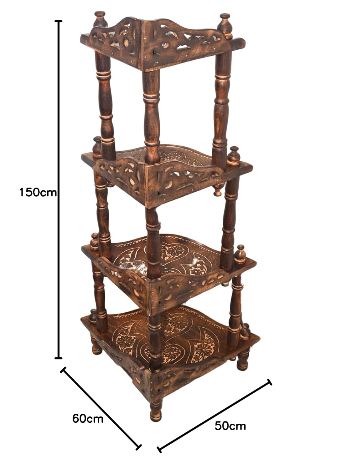 santarms Corner Shelf 4 Rack Wooden Wall Shelves Corner Shelf - Organize and Decorate Your Living Room, Kitchen, Bedroom