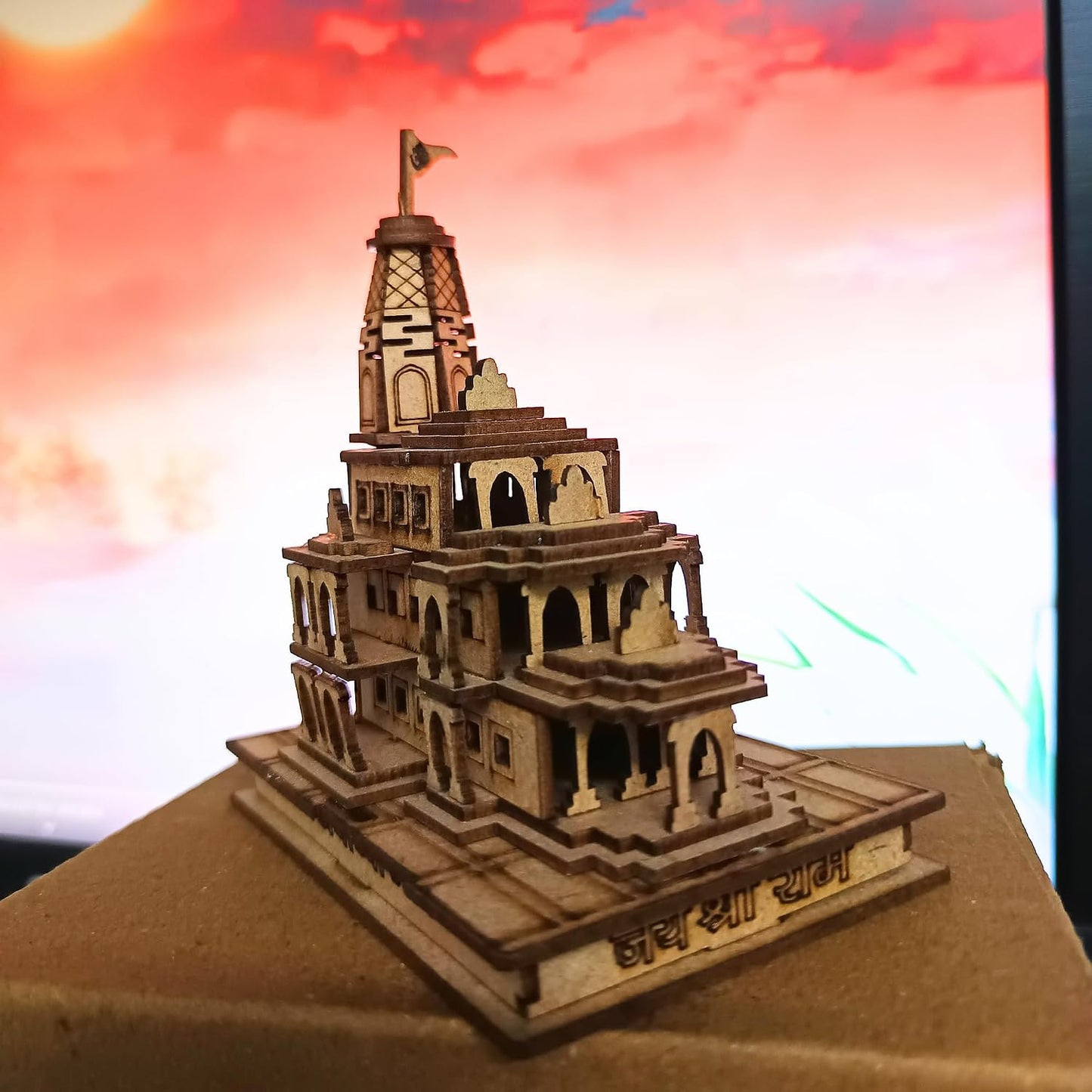 Santarms Ram Mandir Model - Shri Ram Ayodhya Mandir Exclusive 3D Wooden Janma Bhoomi Temple