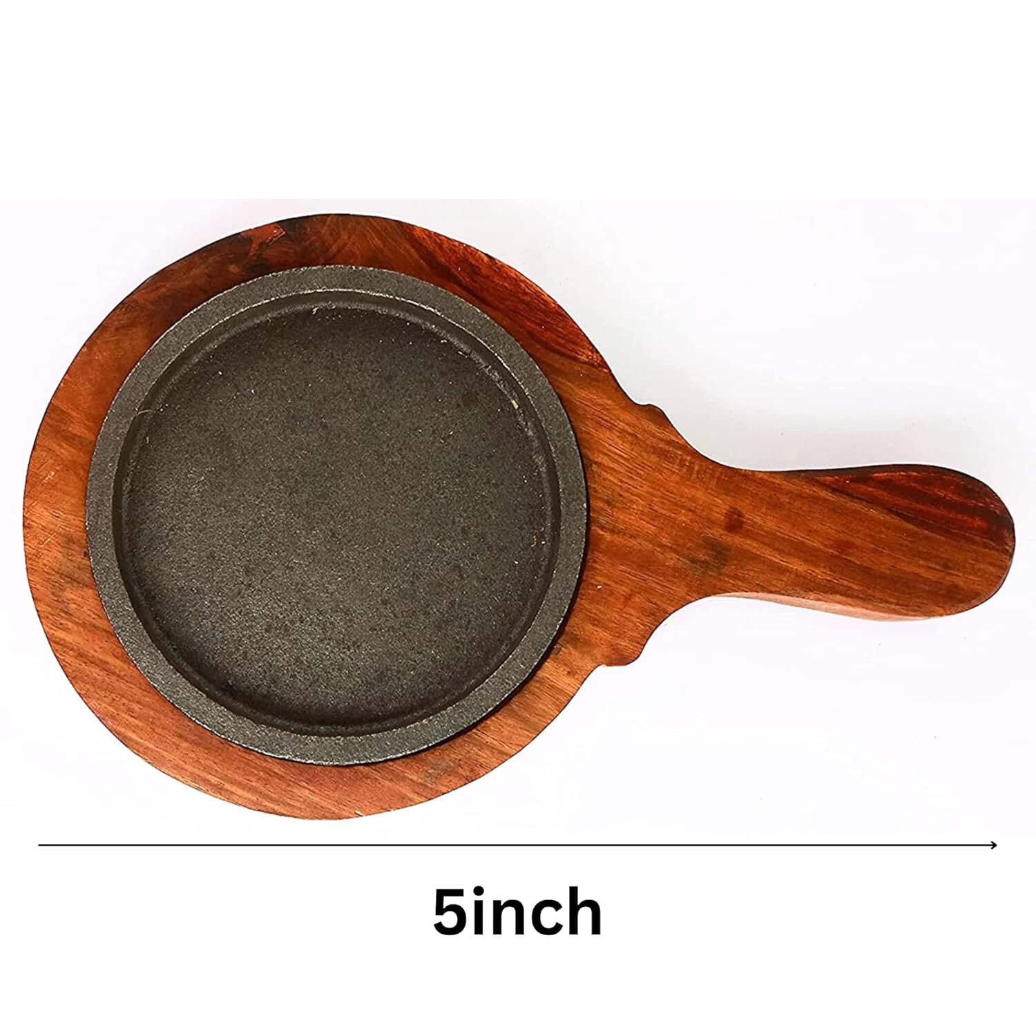 santarms Cast Iron Sizzler Plate with Wooden Stand Pack of 2