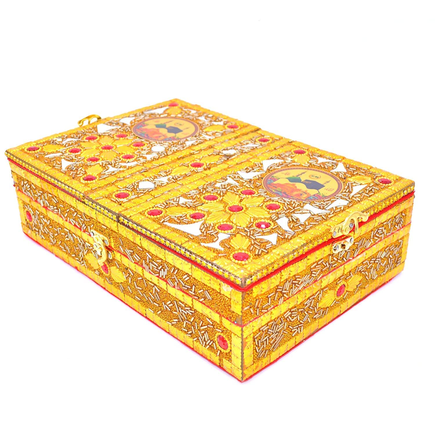 Santarms Quran Box with Holy Quran Book (Hindi), Tasbih, Jewelry Box/Kumkum Box, Namaz Cap Or Topi Gift Or Gifts for Eid Al-Fitr Ramadan 2023