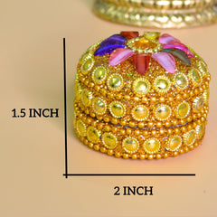 santarms kumkum box handcrafted sindoor refilable for married women shadi ka gift puja sindur shringar dani dabbi beautiful gifting moti dibbi fancy decoration (PACK OF 2)