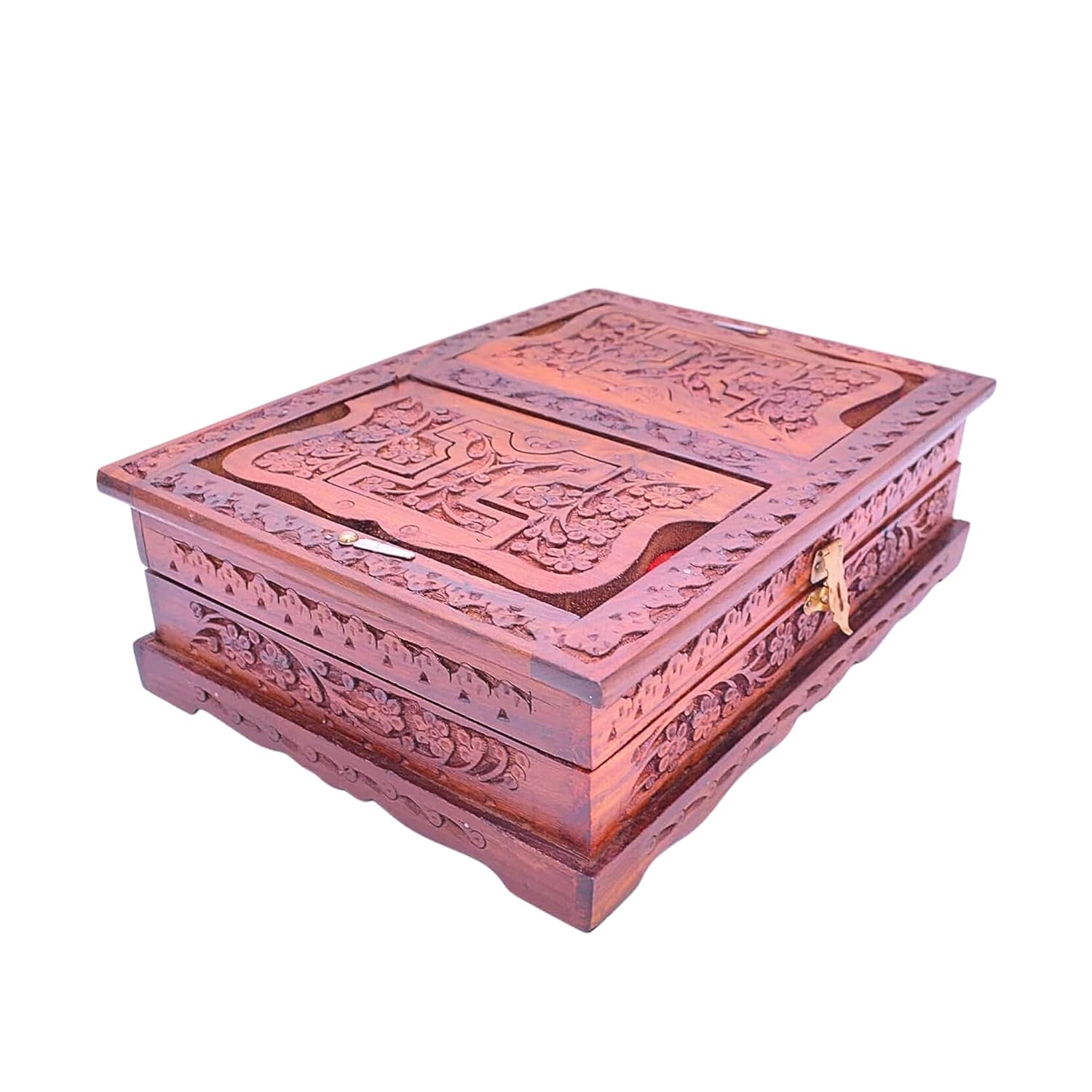 Santarms Wooden Quran Shareef Geeta Quran Box Brown Holy Book Rahel Decor Stand for Reading Quran Guru Granth Sahib Rehal Box| Storage| Holder| Reader| Stand