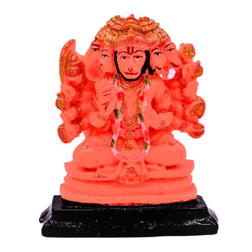 santarms Resin Orange Panchmukhi Hanuman Statue Panchmukhi Hanuman Statue Marble Idol, Sindoori for Pooja/Temple/Home/Office