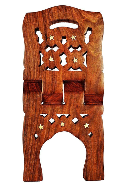 Santarms Wooden Holy Book Stand Rehal for Pooja Reading Geeta Bible Quran Books (12 INCH)