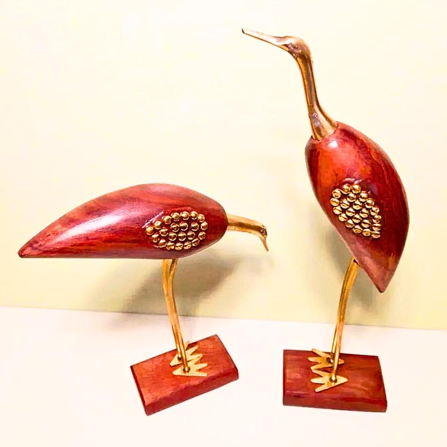 santarms swan Love Couple Pair (8 inch) [Brown Colour with Golden Stone]-showpiece for Home, Office -Grah pravesh Item-Grahpravesh Gift Item-Best for Gifting